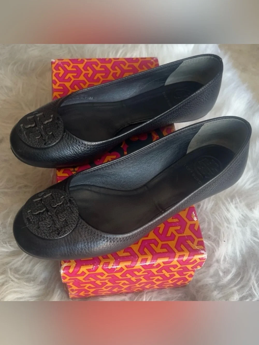 Tory Burch | Pebbled Black Leather Ballet Flats Shoes Slip On Women’s